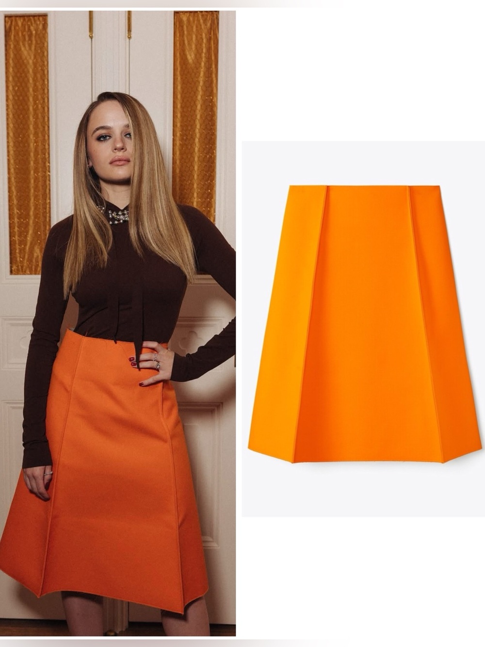 NWT Tory Burch Wool Skirt in Bright Mandarin $998